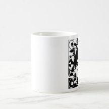 Floral blanco y negro tazas