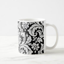 Floral blanco y negro tazas de café