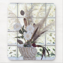 Floral con los bloques de cristal tapete de raton
