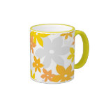 Floral gris anaranjado - taza