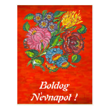 Floral húngaro en la impresión de la puesta del so tarjeta postal