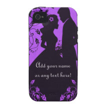 Floral nupcial - púrpura Case-Mate iPhone 4 funda