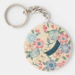Floral oriental en colores pastel llavero personalizado