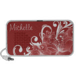 Floral rojo y blanco delicado notebook altavoces