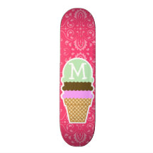 Floral rosado; Cono de helado Patín Personalizado