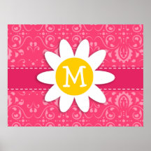 Floral rosado; Margarita Poster