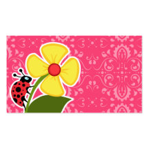Floral rosado; Mariquita Tarjetas De Visita