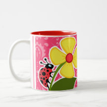 Floral rosado; Mariquita Tazas