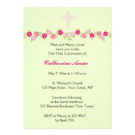 Floral rosado, verde menta, invitación religiosa