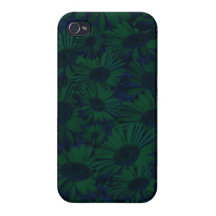 Floral verde y azul del Grunge iPhone 4 Protector