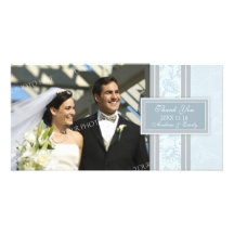 Florales azules le agradecen las tarjetas de la fo tarjetas fotograficas personalizadas