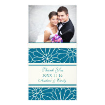 Florales azules le agradecen las tarjetas de la fo tarjetas fotográficas personalizadas