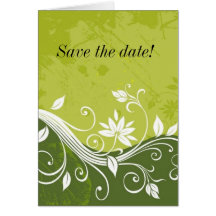 ¡florales verdes, ahorran la fecha! tarjetas