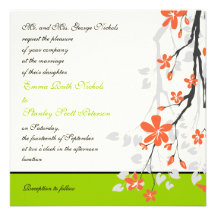 Florece la invitación anaranjada del boda de la ve