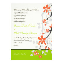 Florece la invitación anaranjada del boda de la ve