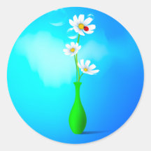 Florero de la primavera pegatina redonda