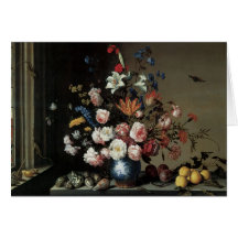 Florero de las flores por una ventana, Balthasar v Tarjetas