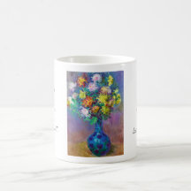 Florero de pintura de Claude Monet de los crisante Taza De Café
