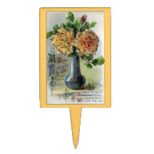Florero del cumpleaños del vintage de los rosas am decoraciones de tartas