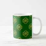Flores abstractas de oro en Mugnificence verde Taza
