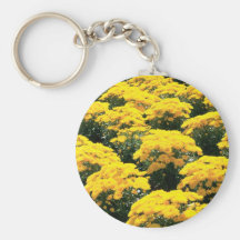 Flores amarillas del crisantemo llavero personalizado