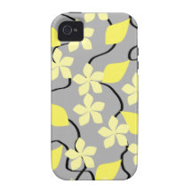Flores amarillas y grises. Modelo floral Vibe iPhone 4 Fundas