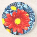 Flores azules coloridas de las margaritas de Gerbe Posavasos Personalizados