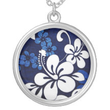 Flores azules de Hawaii Colgantes Personalizados