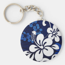 Flores azules de Hawaii Llavero Personalizado