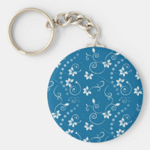 Flores azules de Swirly Llaveros Personalizados