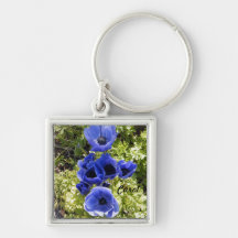 Flores azules llaveros