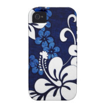 Flores azules personalizadas de Hawaii Vibe iPhone 4 Carcasa