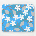Flores azules y blancas. Modelo floral Tapete De Ratones