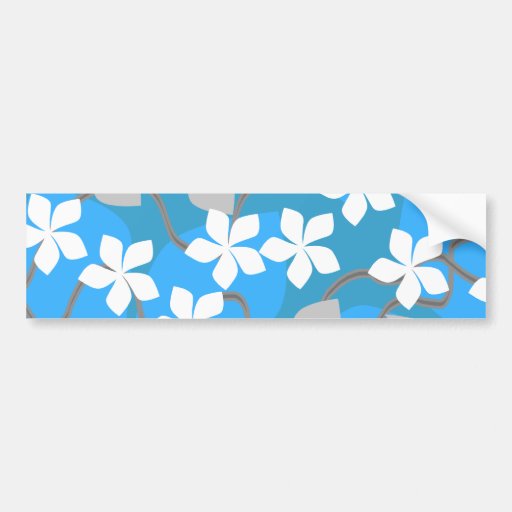 Flores azules y blancas. Modelo floral Pegatina De Parachoque