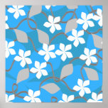 Flores azules y blancas. Modelo floral Posters