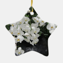 Flores blancas del prefection puro, ornamento para arbol de navidad