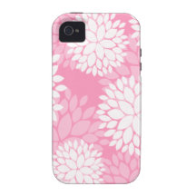 Flores blancas rosadas Case-Mate iPhone 4 fundas