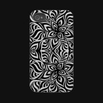 Flores blancos y negros del fractal de la tinta cárcasas casemate