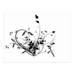 Flores blancos y negros tarjetas postales