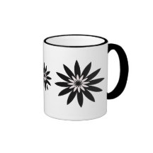 Flores blancos y negros tazas