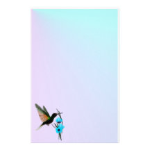 Flores Colibrí-Azules verdes inmóviles Papelería