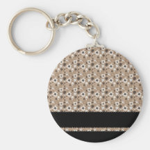 Flores de Brown con las rayas negras Llavero Personalizado