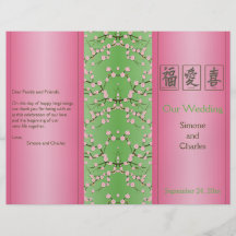 Flores de cerezo rosadas y verdes que casan progra tarjetas publicitarias
