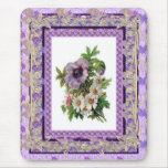 Flores de color de malva florales del vintage de M Tapete De Raton