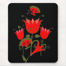 Flores de Forrest del rojo 2 de Mousepad