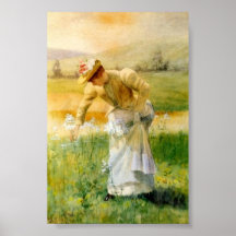 Flores de la cosecha de la mujer impresiones