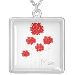 Flores de moda de la mamá floral del collar. Rojo