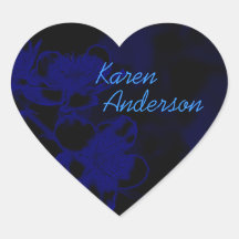 Flores de neón azules personalizable colcomanias de corazon personalizadas