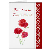 Flores de Saludos de   Cumpleaños Red PoppiesGarde Felicitaciones