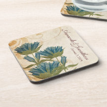 Flores del azul del vintage posavasos de bebidas